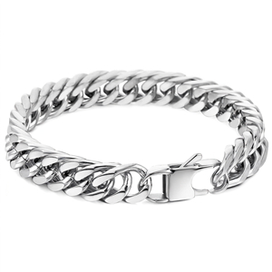 Bracelet chaîne cubaine en acier inoxydable style punk hip-hop, bracelet de poignet vintage en métal lourd - Product Image 2