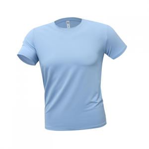 T-shirt à col rond en soie glacée à séchage rapide, couleur unie, vêtements de sport, impression de logo personnalisé, fibre de polyester fine - Product Image 3