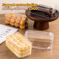 Boîtes de conservation alimentaire transparentes en PS moulé par injection, hermétiques, pour gâteaux, biscuits, tiramisu, pâtisserie, avec logo OEM personnalisé, différentes tailles disponibles