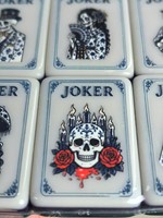 Jeu de Mahjong américain à thème banquet nocturne original, 160 tuiles, style porcelaine bleu et blanc avec bordure