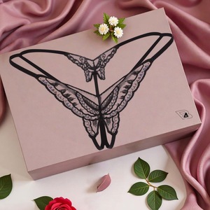 Sexy Women's Butterfly Sequin Embroidered Thong Open Crotch <b>Crotchless</b> <b>Panties</b> Transparent Lingerie - Product Image 2
