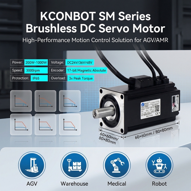 AGV AMR 200W to 1000W IP65 Waterproof DC Controller Brake with Encoder Servo Motor 3000rpm Speed Waterproof to 1000W