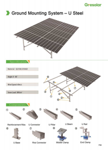 ระบบติดตั้งแผงโซลาร์เซลล์บนหลังคาเรียบแบบติดตั้งบนพื้นดินด้วยเหล็กชุบสังกะสีรูปตัวยูจากโรงงาน พร้อมอุปกรณ์เสริมสำหรับติดตั้งแผงโซลาร์เซลล์ - Product Image 6