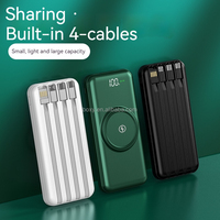 Vente flash, station d'alimentation portable sans fil intégrée avec câbles, chargeur rapide, batterie externe sans fil 10000mah