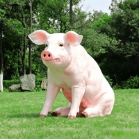 Estatua de Cerdo Grande de FRP, Escultura de Animal Realista para Jardín, Parque, Granja, Resort, Decoración de Paisaje Exterior