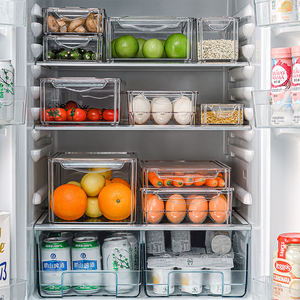 10pcs set Clear square Plastic Refrigerator Storage Bins preserving plastic storage box set