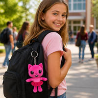 Porte-clés en peluche chat rose mignon, animal en peluche doux, breloque pour sac à dos, sac à main, clés, mini pendentif Kawaii, cadeau, poupées en peluche