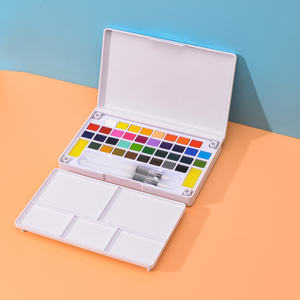 12 18 24 36 48 colores juego de pintura de acuarela caja blanca embalaje con paleta esponja pincel pluma para pintar lienzo de papel - Product Image 6
