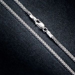 Cadena de Oro Blanco de 18K Sólido de Lujo de 1.1mm, 2.1mm, 2.5mm, Diseño Trenzado Tipo Trigo, Joyería de Marca - Product Image 4