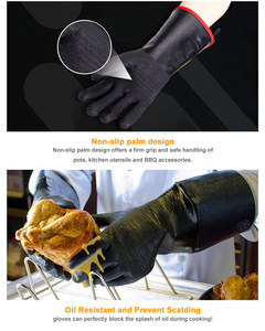 Noir 932 degrés chaleur résistant à l'huile imperméable néoprène <span class=keywords><strong>Barbecue</strong></span> isolation <span class=keywords><strong>barbecue</strong></span> four travail <span class=keywords><strong>protection</strong></span> <span class=keywords><strong>gants</strong></span> à manches longues - Product Image 4