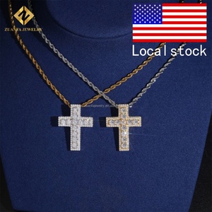 Envío desde EE. UU., Stock Local, Joyería Hip Hop con Incrustaciones de Diamantes que Pasan el Test de Diamantes, Colgante de Cruz de Plata de Ley 925 con Diamantes Moissanite - Product Image 1