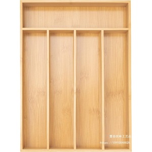 Bamboo Silverware <b>Storage</b> <b>Box</b> Rectangular Natural Wood Color No Lid Drawer Organizer <b>Kitchen</b> Utensil Holder - Product Image 2