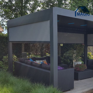 Pérgola de aluminio para exteriores de alta calidad motorizada/operación Manual resistente al viento 180-220 KM/H aislamiento térmico recubierto de polvo - Product Image 1