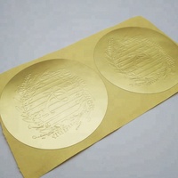 Autocollant adhésif de haute qualité GK-027, autocollant brillant doré avec logo en relief, étiquette ronde dorée
