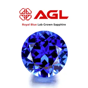 AGL GRS Certified Lab Sapphire 5A High Quality Royal Blue Loose Sapphire Wholesales Loose Gemstones Round Lab Grown Sapphire