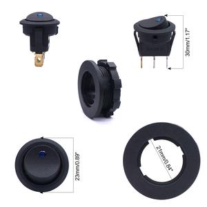 12 v DC kapalı anahtarları yuvarlak LED göstergesi basmalı düğme anahtarı yeşil LED ışık 20A 12 Volt geçiş anahtarı teller ile - Product Image 6