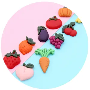 Fruits Peaches Strawberries Bananas Vegetables Pumpkins Carrots Flatback Resin Charms For Slime Mobile Case Keychain DIY Craft D