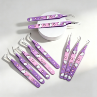 Pince à épiler professionnelle à pointe en fibre pour extensions de cils, personnalisable OEM, marque privée, pour volume et pose de cils