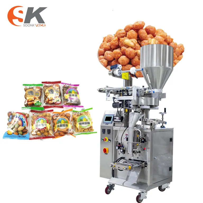Machine d'emballage automatique verticale Remplissage d'azote Granule Noix Poche Alimentaire Popcorn Crevettes chips Machine d'emballage pour snack