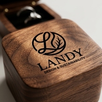 Boîte à bagues de luxe en bois de noyer Landy, emballage carré haut de gamme pour bijoux, vente en gros, fabricant, cadeau de mariage, fournisseur en vrac