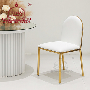 Modern White Upholstered Hotel <b>Chair</b> With Gold Metal Frame Solid Back Tapered Legs <b>Stackable</b> Indoor Furniture - Product Image 6