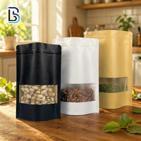 Sachet Doypack alimentaire mat en papier kraft Lebei avec soufflet latéral et fermeture éclair refermable, en stock