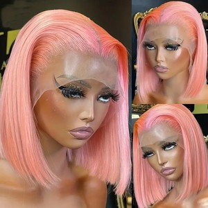 European and American Fashion Forehead Lace Lace <b>Wigs</b> Women Cross-border bobo head mid-point bangs <b>wig</b> full headgear - Product Image 2