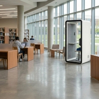 UNIBOOTH Mobile Privacy, cabine de réunion insonorisée 33 dB, ignifuge ISO 23351, montage rapide, pour les écoles, les universités, prête à être expédiée