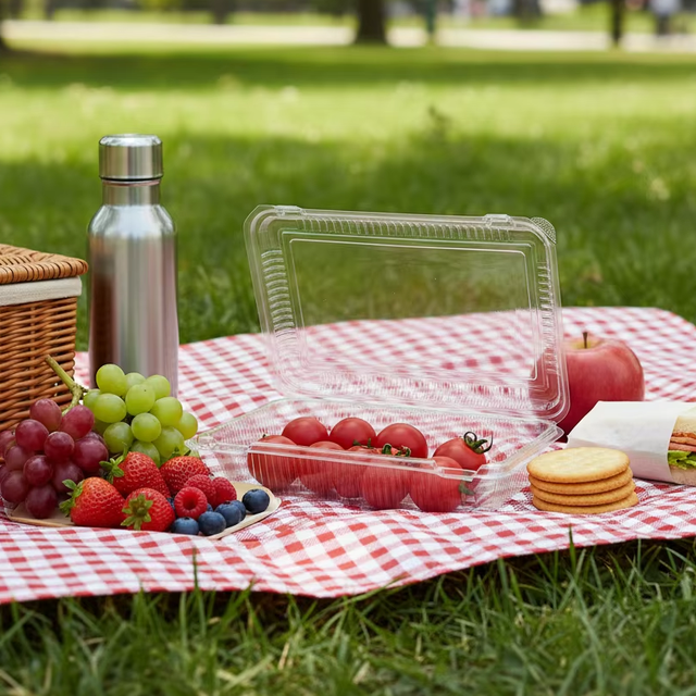 Transparent Grapes Cherries Loaf Packaging Food Grade Clear PET Fruit Boxes Plastic Clamshell Punnet Container Box