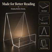 Support de présentation de livres en acrylique transparent poli sur mesure avec garde-corps avant pour librairie, présentoir de lecture de bureau