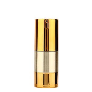Flacon pompe airless de luxe en plastique pour cosmétiques 30ml, bouchon doré dépoli, estampage à chaud, vente en gros - Product Image 1