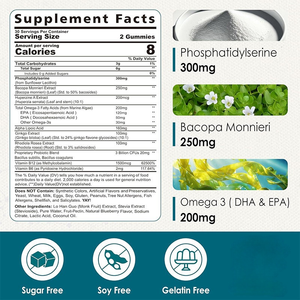 Supplément d'arôme de myrtille de marque privée 300 mg phosphatidylsérine Gummies à l'extrait de Bacopa Monnieri pour la fonction cognitive - Product Image 2