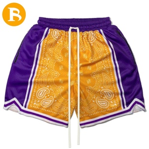 Short de <span class=keywords><strong>Basket</strong></span> <span class=keywords><strong>Homme</strong></span> Ample et Rétro à Séchage Rapide, Style Sport Décontracté, Maille Marron Vintage, Créateur, Vente en Gros - Product Image 2
