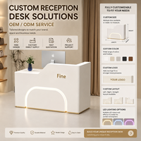Comptoir de réception LED minimaliste en gros d'usine, taille personnalisée, pour spa, clinique, magasin de détail, ou caisse.