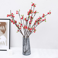 Dekorasi dalam ruangan taman pohon Apple tangkai buah 93 CM ornamen buah buatan merah cabang Berry buatan