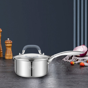 Casserole à lait Pennyson à double paroi en acier inoxydable <span class=keywords><strong>argenté</strong></span> 16 cm, antiadhésive, facile à nettoyer, compatible gaz et induction, avec couvercle en verre - Product Image 2