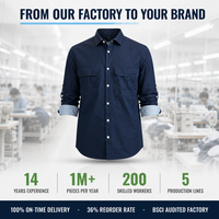 Kemeja Kerja Pria Logo Kustom Biru Dongker Bahan Polyester Kasual Kancing Depan dengan Saku Seragam OEM untuk Kantor & Staf