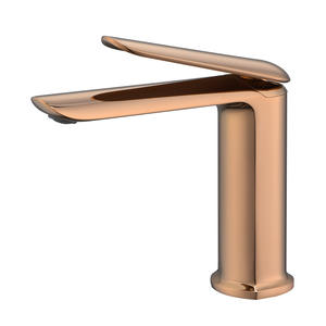 Robinet de lavabo à levier pour projet hôtelier, robuste, tout en cuivre, avec disque en céramique gris brossé, mélangeur d'eau chaude et froide, activation par levée - Product Image 6