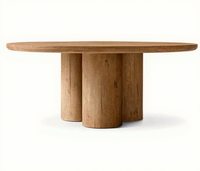 Ensemble table et chaises de salle à manger en bois massif simple, table ronde pour petit espace domestique, style français haut de gamme rétro en chêne