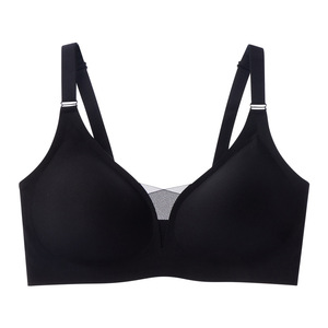 Soutien-gorge d'allaitement respirant en nylon côtelé sans couture pour femme, soutien-gorge de sport sans armatures pour l'allaitement, la grossesse et le sommeil - Product Image 6