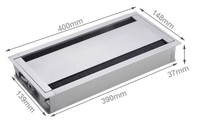 Boîte de gestion de câbles de bureau en alliage d'aluminium avec couvercle rabattable, passe-câbles à fermeture douce et brosse de protection