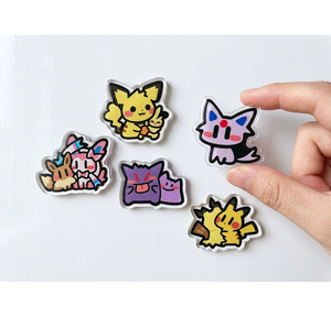 YQ Kartu Fan Art Pokemoned Chibi Magnet Kulkas Mini Aksesoris Lucu Blind Bag Figur Koleksi Mainan Kartun Set Dekorasi Grosir
