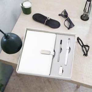 Juego de Regalo Ejecutivo con Logotipo Personalizado, Regalos Promocionales de Negocios de Cuero Blanco para Festivales, Acción de Gracias y Día de San Valentín - Product Image 3