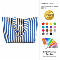 Sac en toile rayé surdimensionné avec logo personnalisé pour femmes Doublure en lin durable Fermeture ouverte pour les voyages d'été à la plage