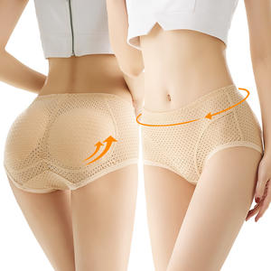 Shapewear Pants with Padded Butt Enhancement Insert - Women's Breathable Mesh <strong>Fake</strong> Butt Lift-Up Pants - Product Image 1