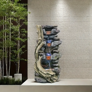 Fuente de Agua Decorativa de Halloween Hecha a Mano, <span class=keywords><strong>con</strong></span> Patrón de Ramas de Piedra de Poliresina, Pintada a Mano, Iluminada, Escultura de Niveles para Interiores - Product Image 6