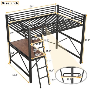 Hiện Đại Đầy Đủ Kích Thước Loft Kim Loại Hộp Mùa Xuân Khung Giường Với Không Gian Tiết Kiệm Bàn & Kệ Cho Phòng Ngủ Căn Hộ - Product Image 4