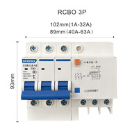 Disjoncteur à courant résiduel Choso COB1LE-63 RCBO 3P 1P + N 2P 3P + N 4P 40A 63A 1A 32A PA66