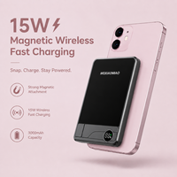 Batterie externe magnétique sans fil à charge rapide tendance 2026, 5000 mAh, en alliage d'aluminium, ultra-mince 8 mm avec écran LED, vente en gros OEM B2B