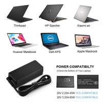 Kabel Charger Laptop Universal USB C 65W 20V 3.25A Bahan ABS Adaptor untuk HP Acer Asus Samsung Macbook